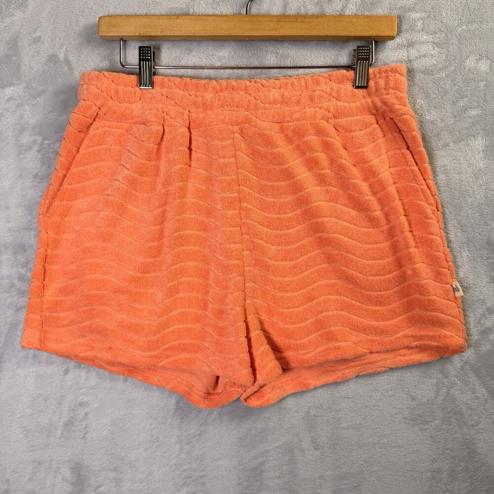 Araminta James Shorts Women's Medium Orange Towel Fabric Wave Vacation Swim